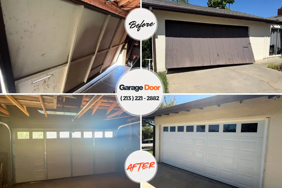 Before and after: garage door repair Rocky Creek Subdivision Hartsville